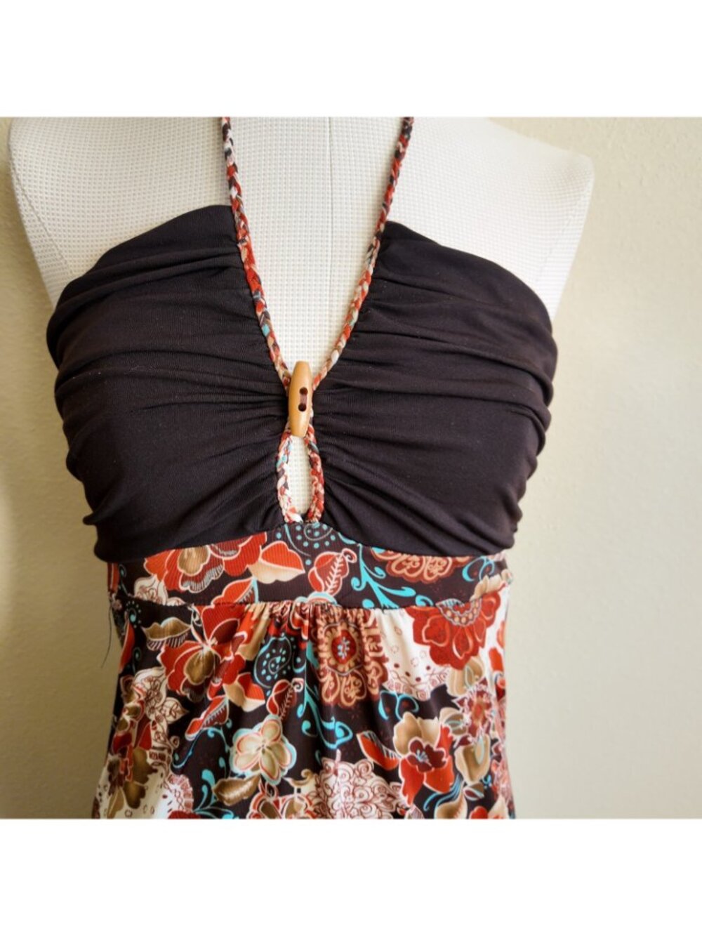 y2k summer floral maxi dress CKW size M vintage 2000s 90s - Picture 3 of 10